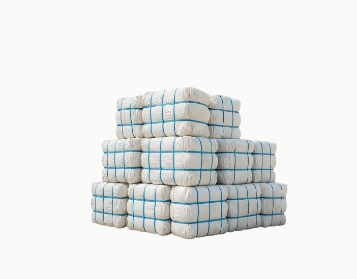 Baled polypropylene waste in covered storage