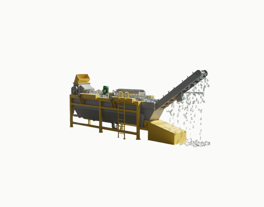 Industrial washing line cleaning shredded polypropylene